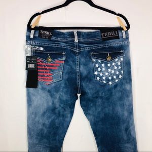 (New) Thrill Jeans American Flag Pockets